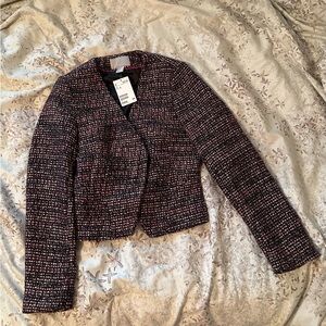 NWT black and pink Tweed cropped jacket